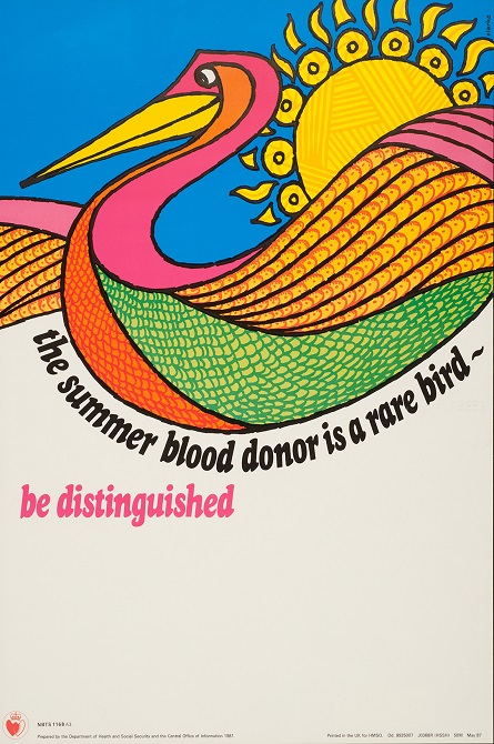 "The summer blood donor is a rare bird" - vintage blood donor recruitment poster