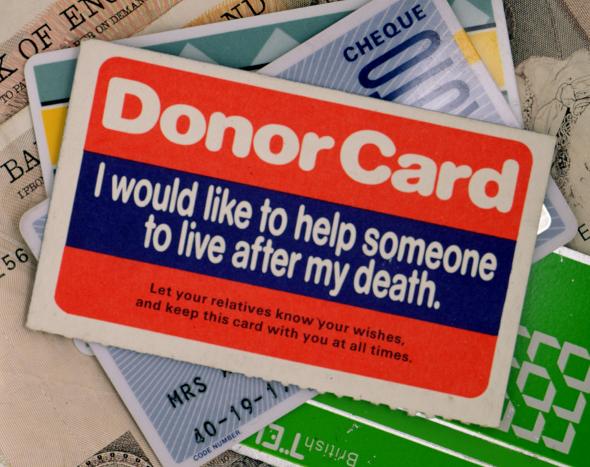 从1980年代一个器官捐赠卡