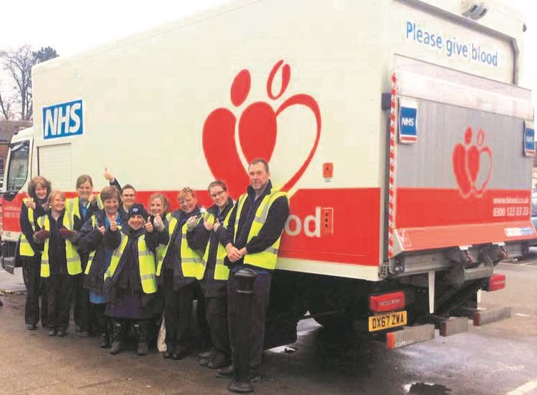 Thetford team alongside a blood donation truck