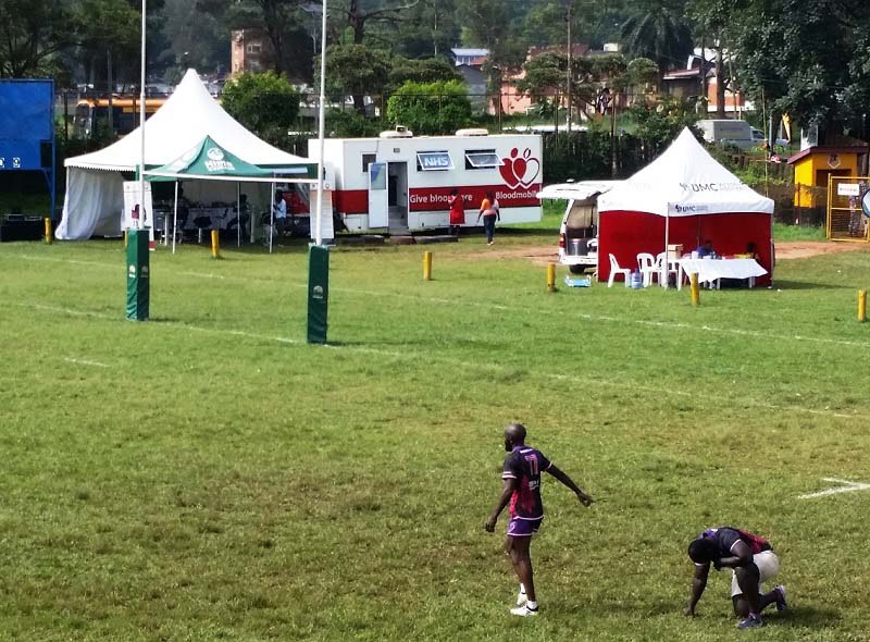 NHSBT bloodmobile at a rugby match in Uganda
