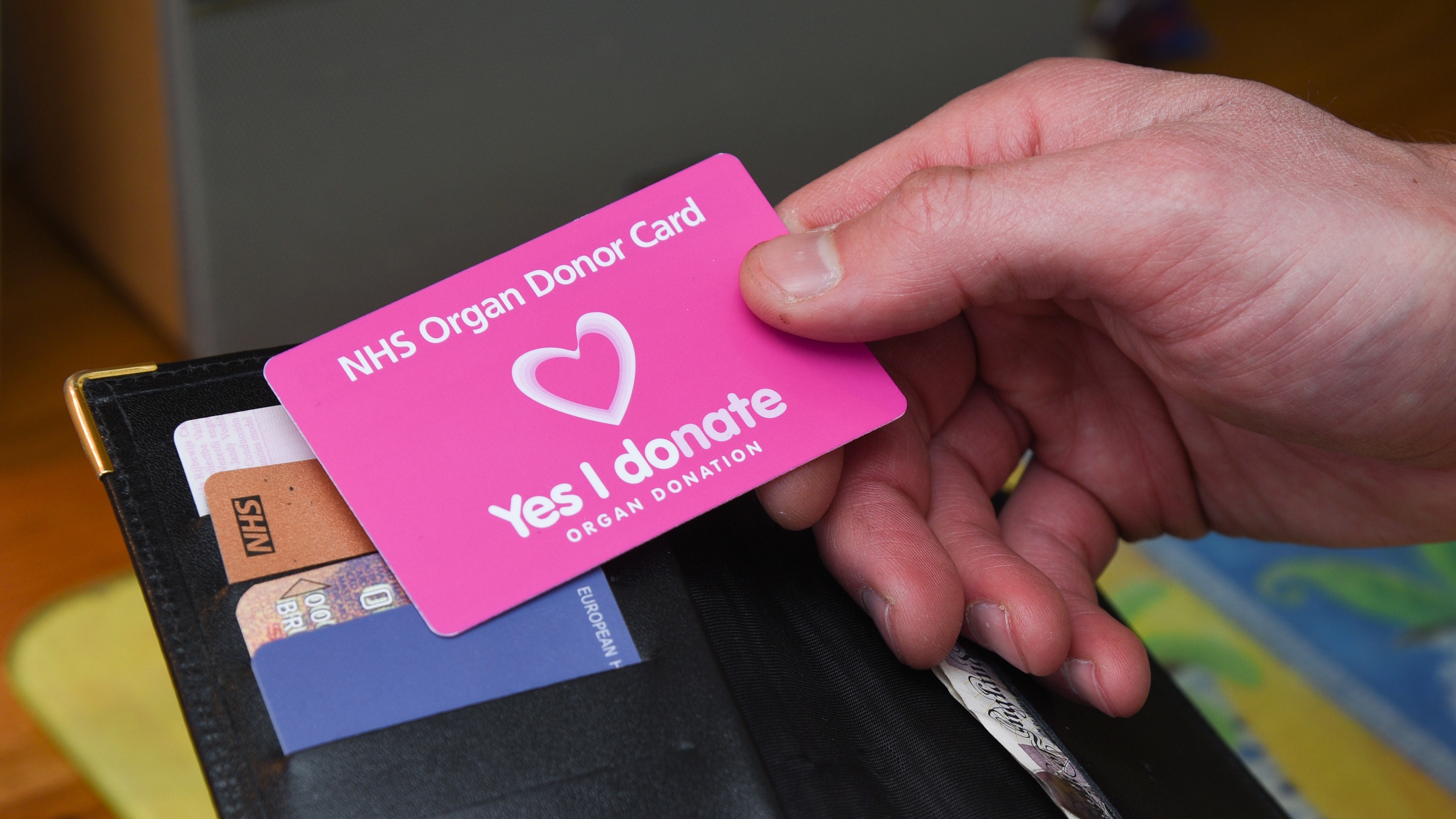Image of a wallet containing an NHS Organ Donor Card