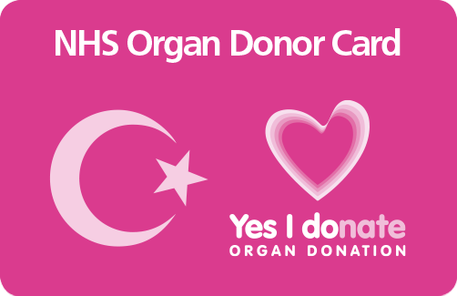 NHS organ donor card with Islamic symbol