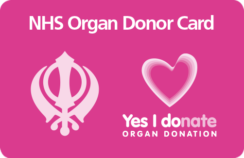 NHS organ donor card with Sikh symbol