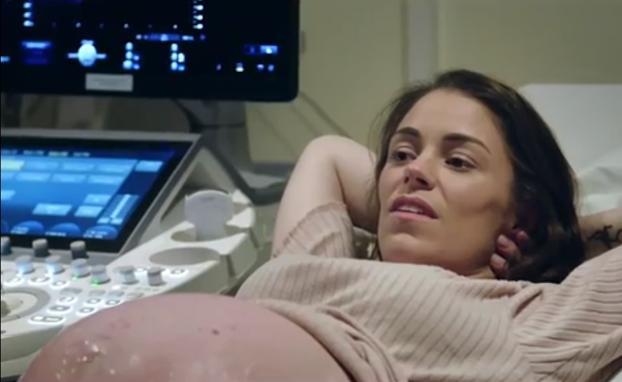 Pregnant Lauren undergoing an ultrasound scan