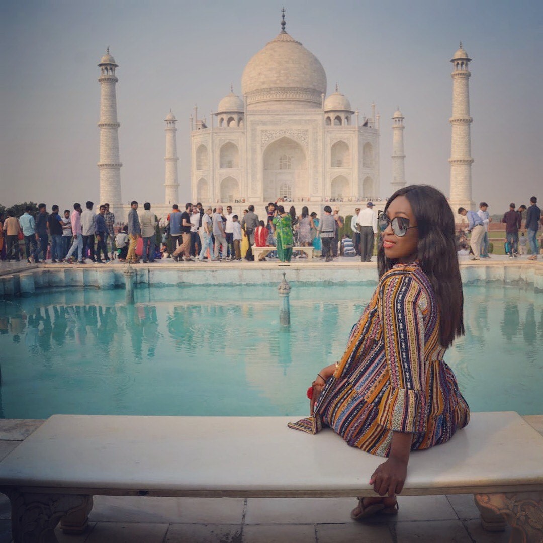 Adwoa outside the Taj Mahal, India