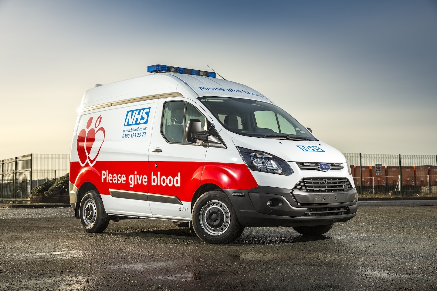 A small NHS Blood and Transplant delivery van