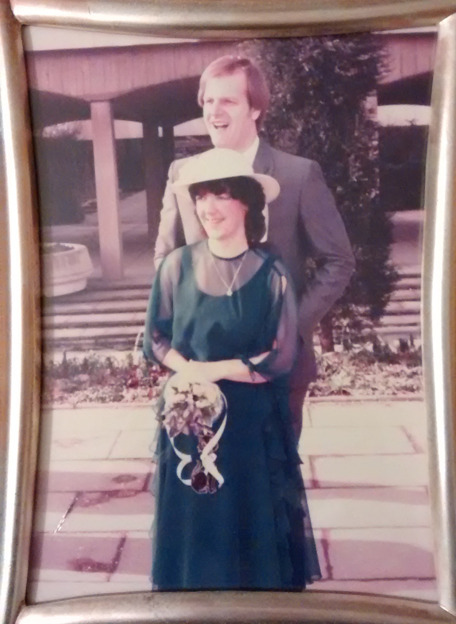 Linda and her husband at their wedding