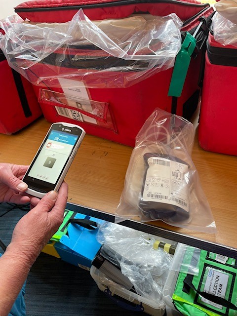 The new device is used to scan the blood bags