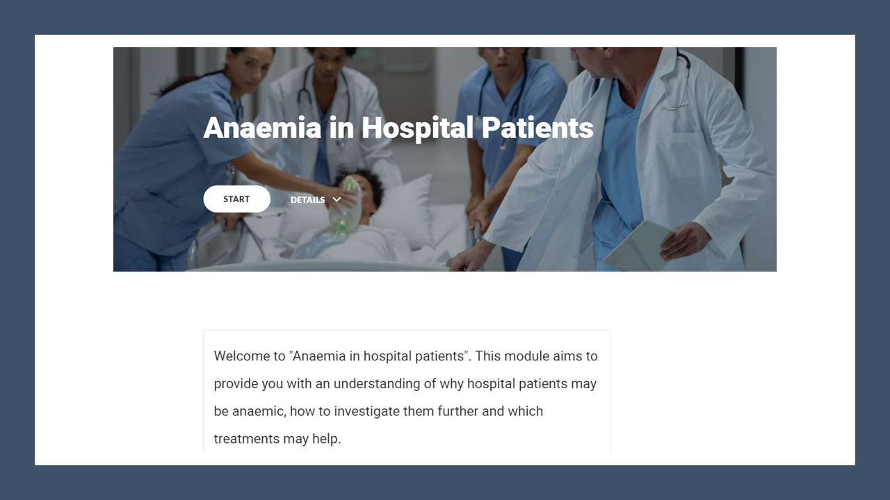 Patient blood managment online anaemia eLearning modules