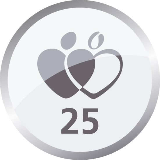 Silver milestone badge for 25 donations