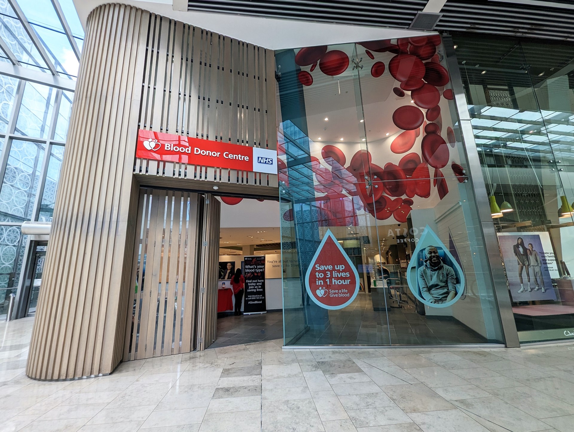 The new Stratford blood donor centre within Westfield Stratford City