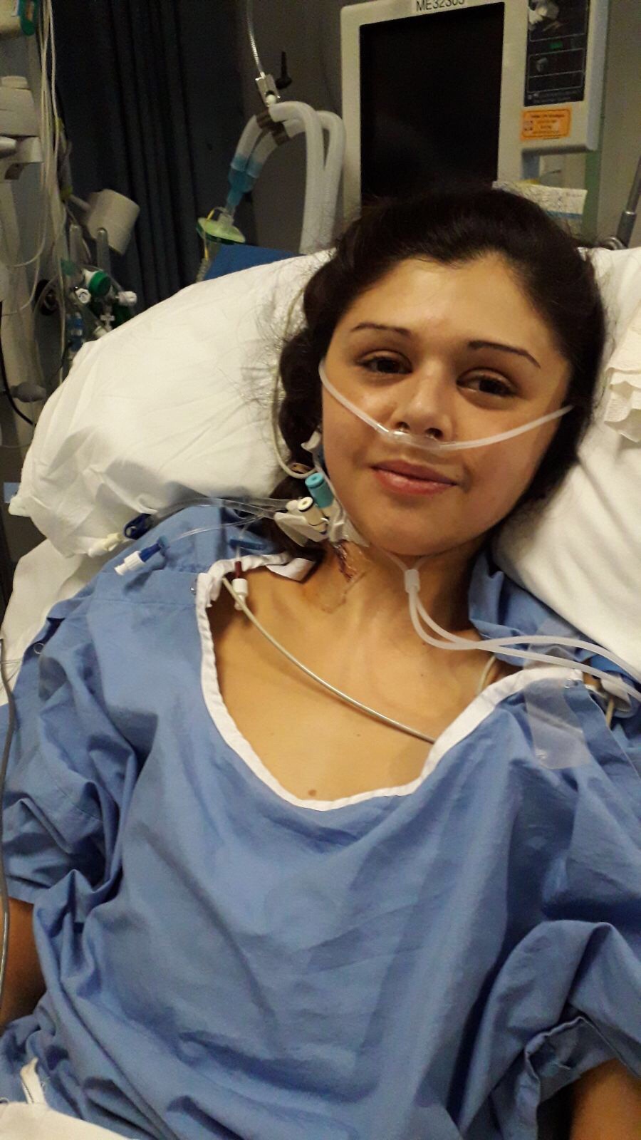 Olivia in hospital following transplant