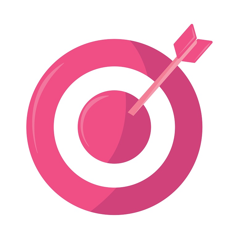 一个图形显示一个粉色箭头触及粉红色的目标
