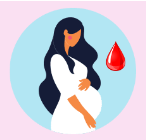 decorative image of a pregnant woman, blood drop