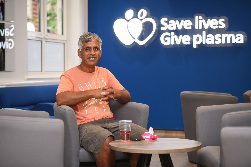 Donor having a drink after donation