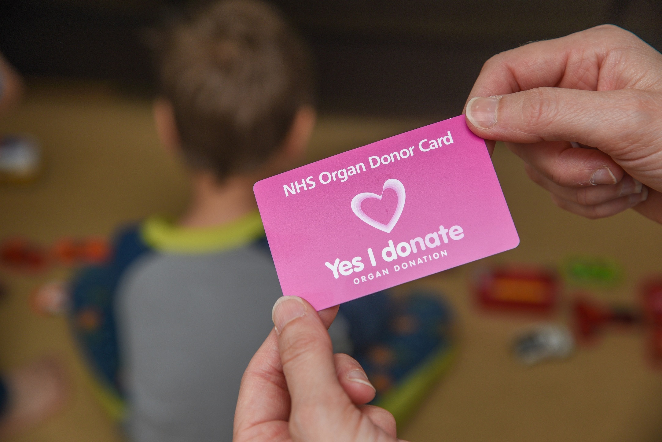 Person holding organ donor card