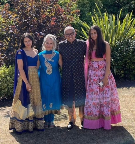 Kal Sandhu with wife, Ros, and daughters
