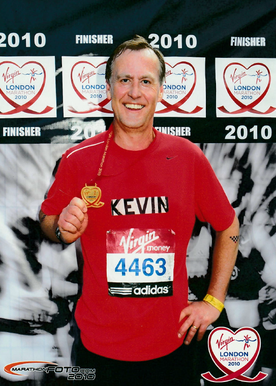 Kevin ran the London marathon in 2010