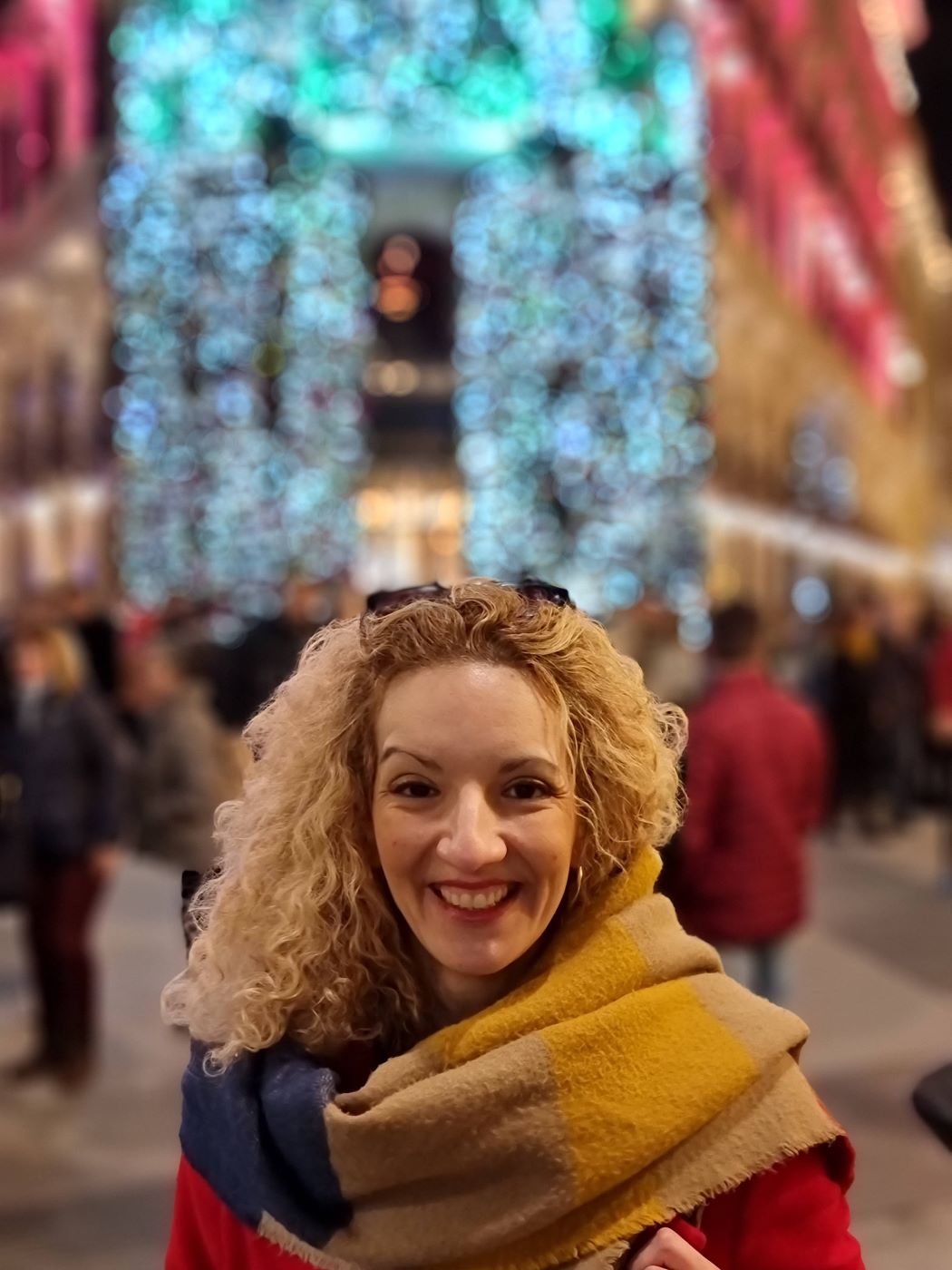 Picture of Elsa Gavrill in front of lights, outside
