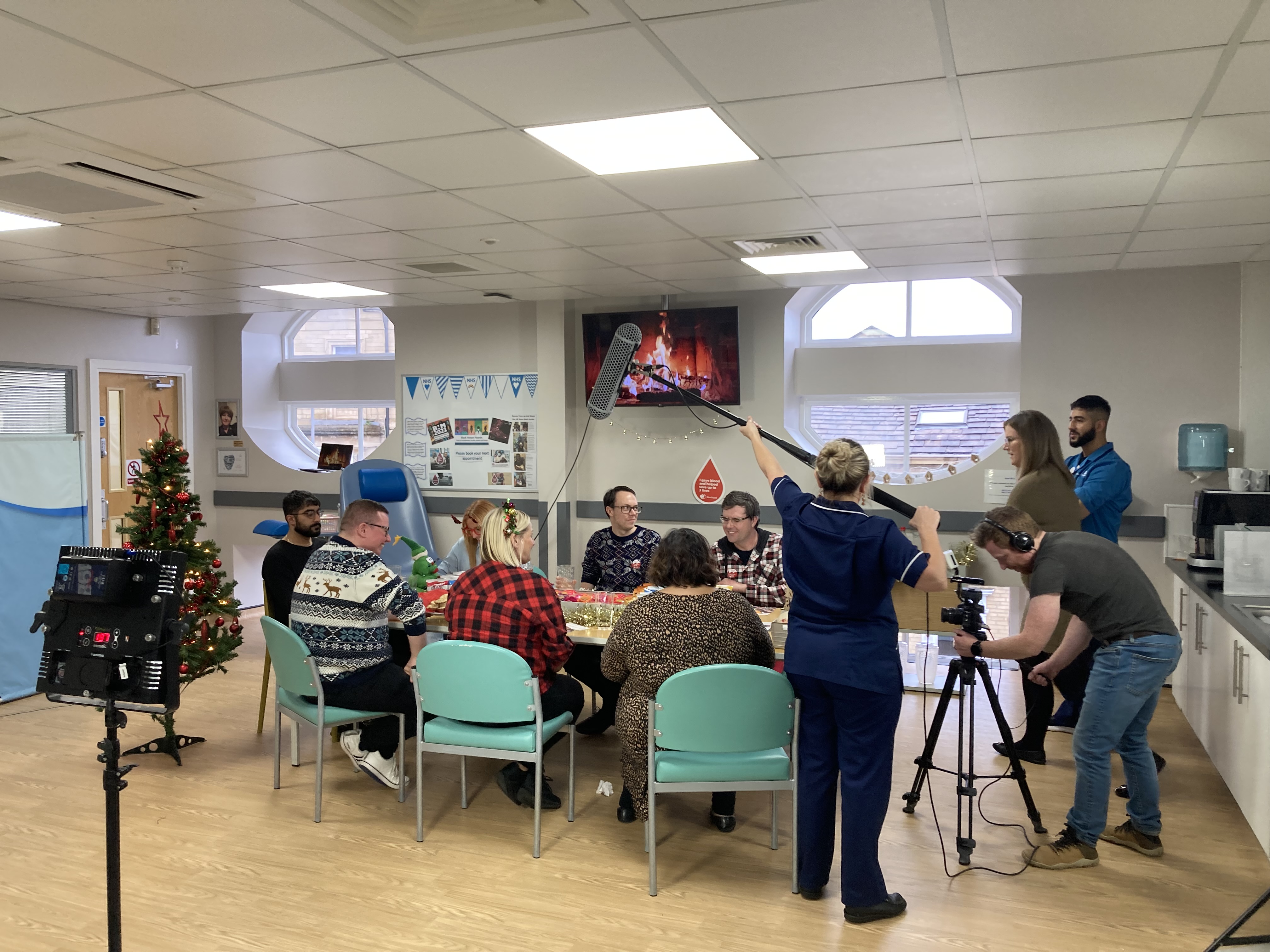 Filming taking place at Bradford Donor Centre