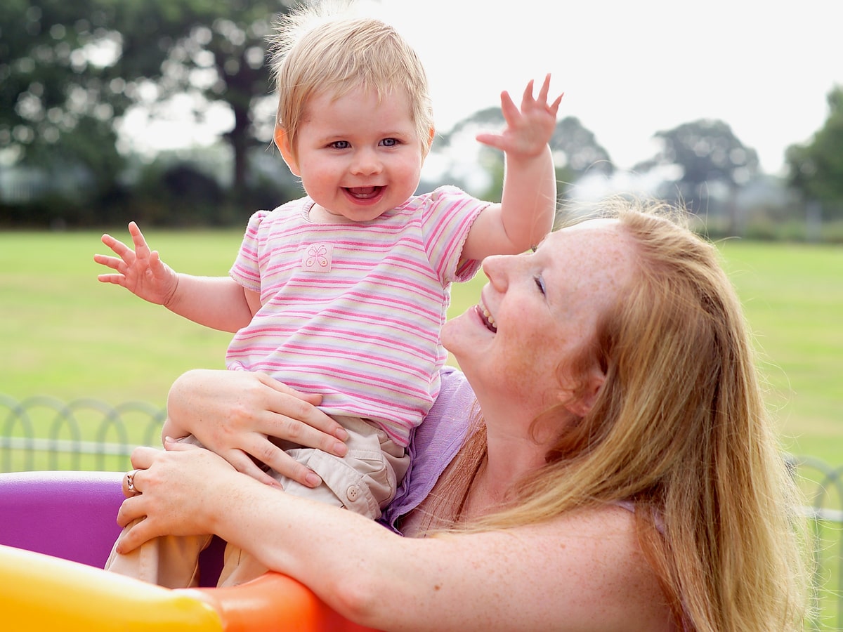 Baby Keira and mum playing in park