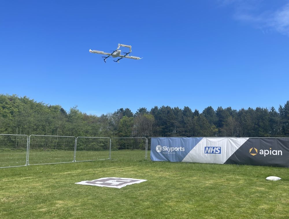 Drone transporting blood packs