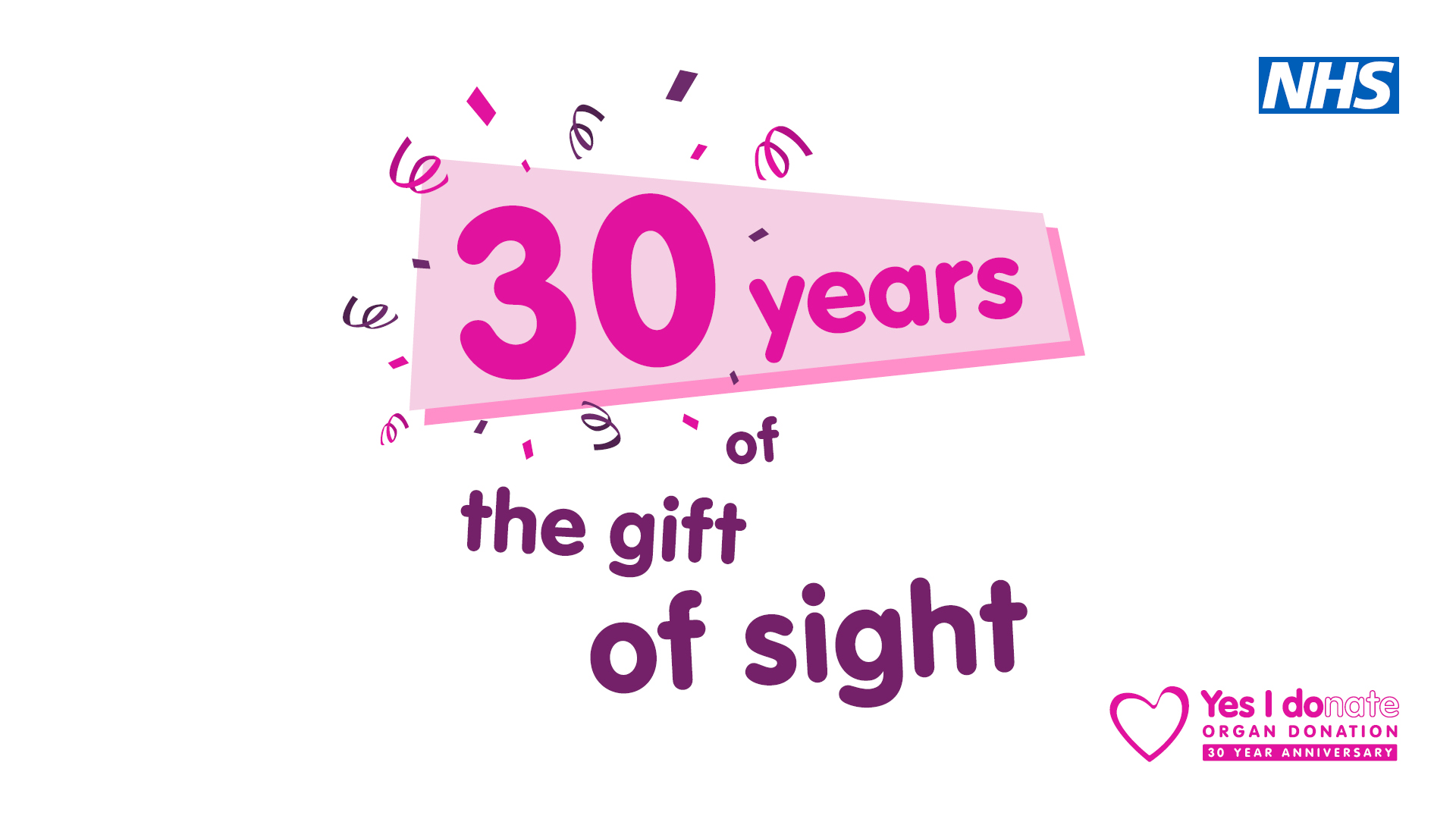 Organ donation graphic with the words "30 years of the gift of sight"