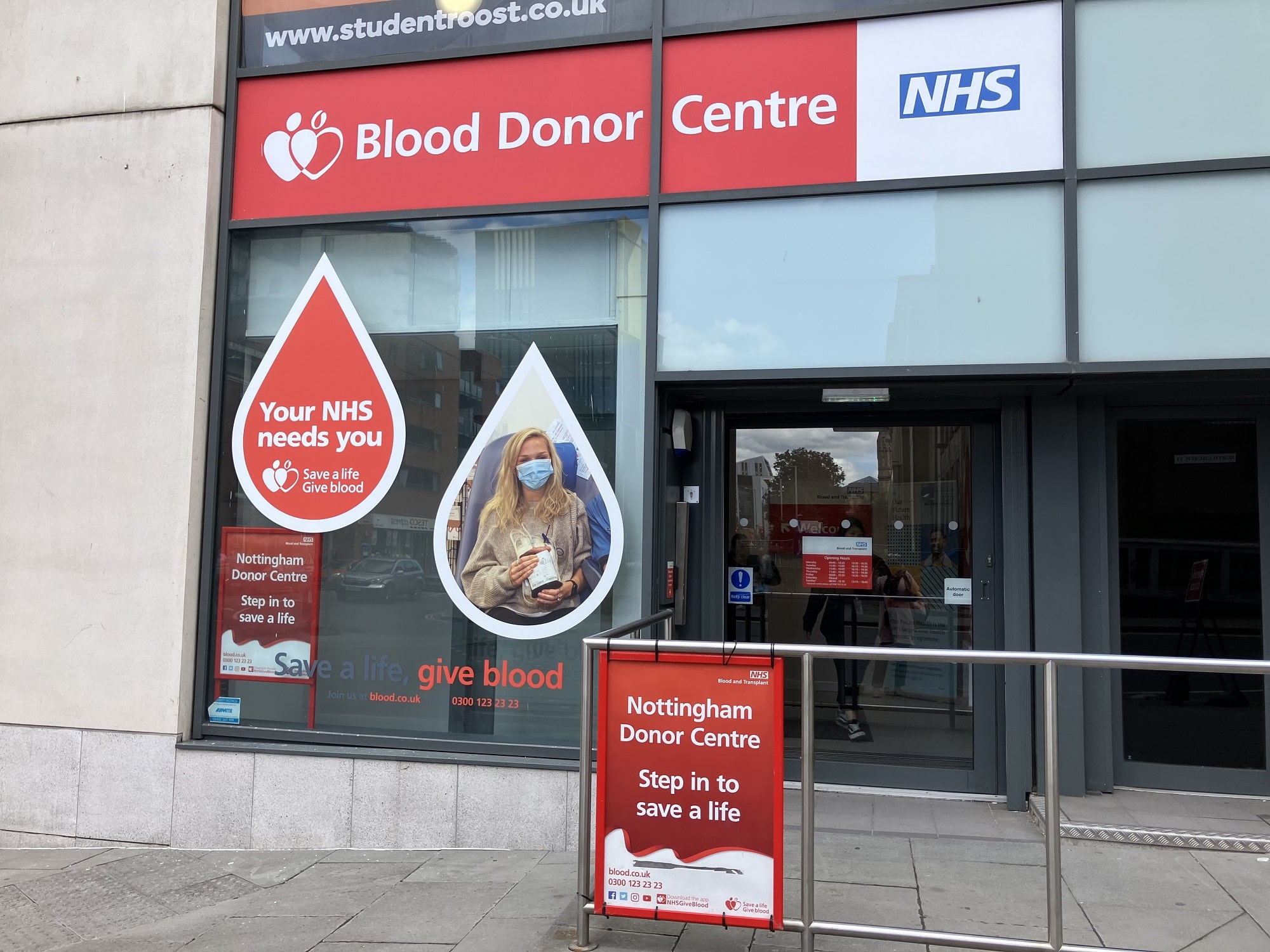 Nottingham donor centre entrance