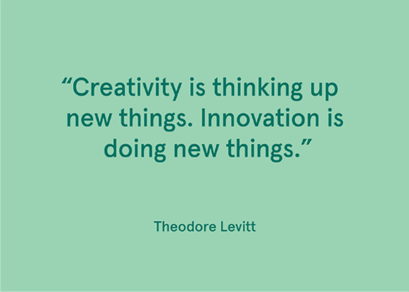 Theodore Levitt Quote : ' Creativity is thinking up new things. Innovation is doing new things'