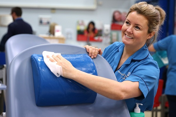 Donor carer cleaning donation chair