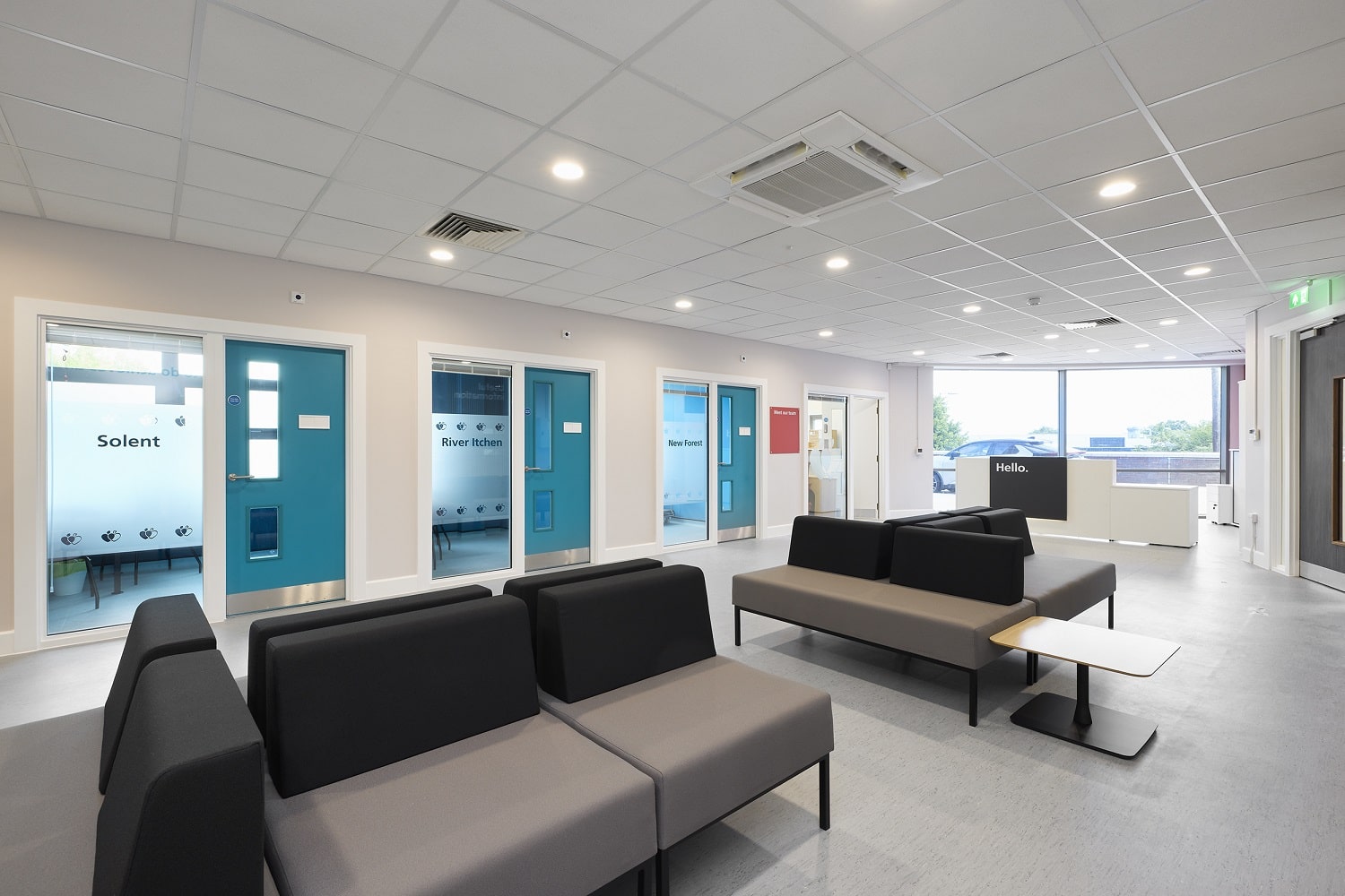 Comfortable sofas for donors to use while waiting for appointments
