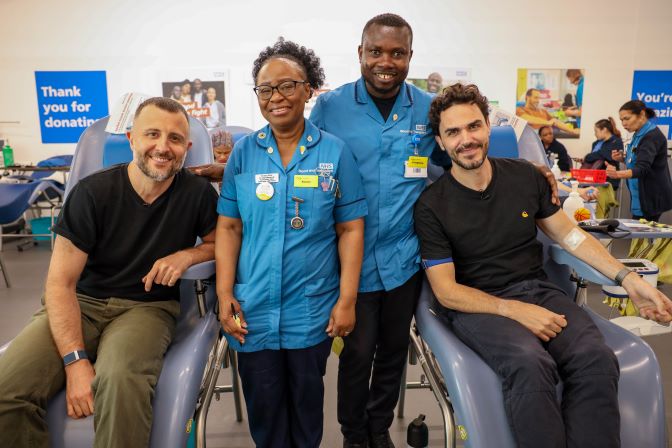 BOSH! co-founders Henry Firth and Ian Theasby giving blood