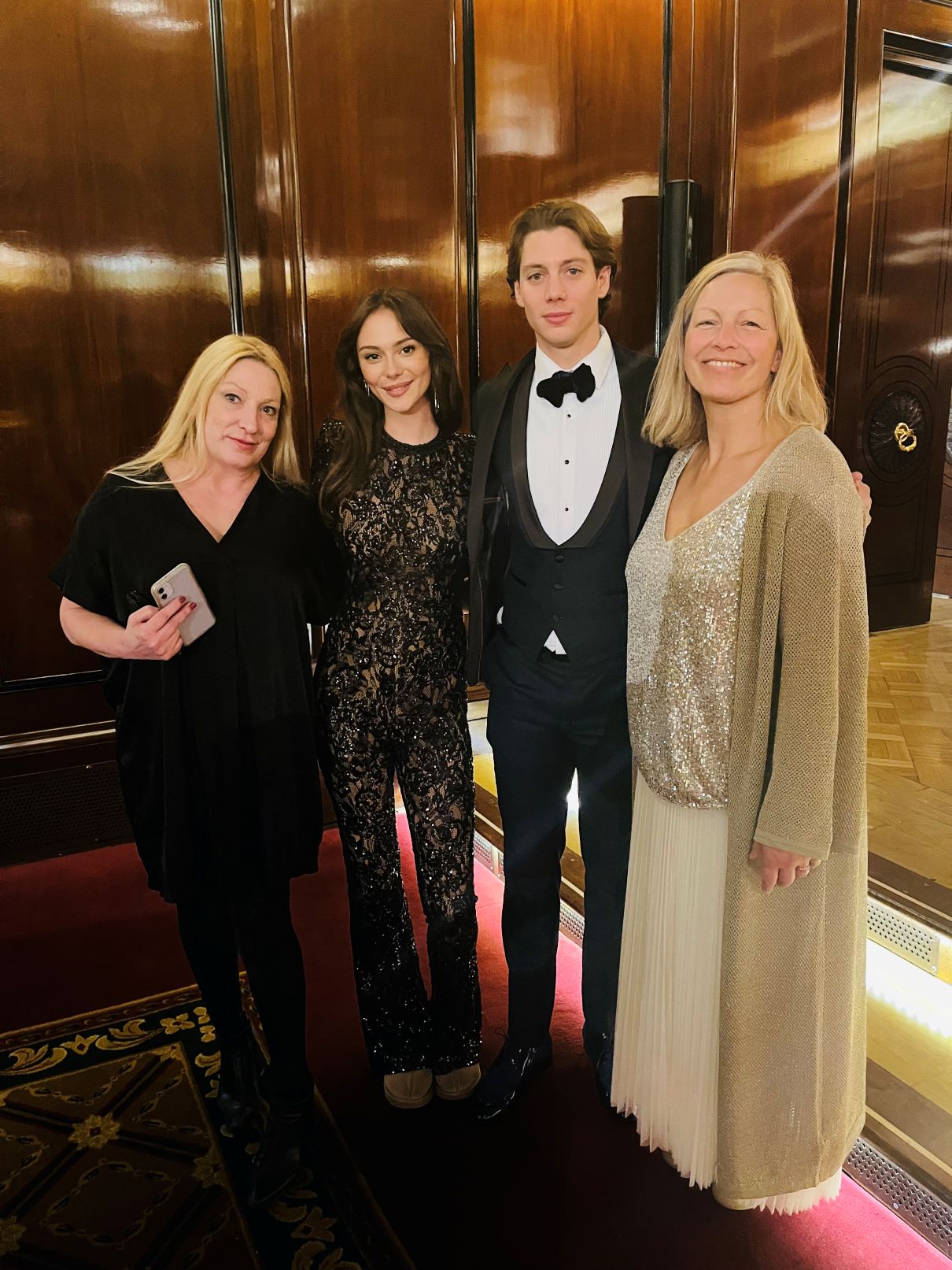 Sam Vanderpump with his fiancé Alice Yaxley and NHSBT Marketing Manager Karen Chisholm (Left) and Head of NHSBT Charity Kirsty Thomson (Right)