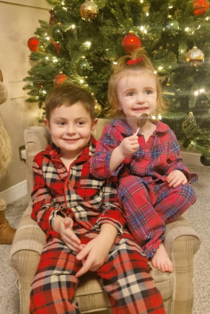 Noah and his sister at Christmas