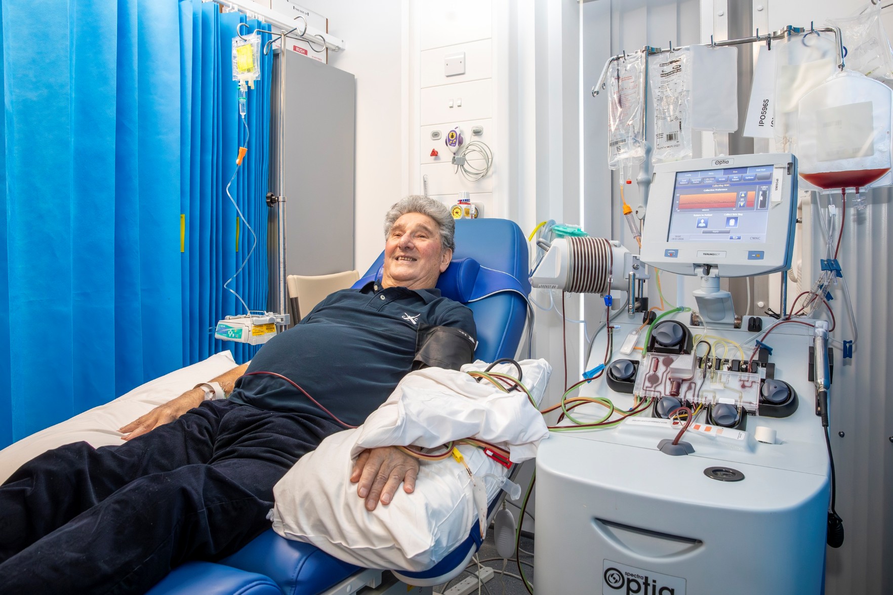 Victor at the specialist unit in Bristol having his stem cells collected