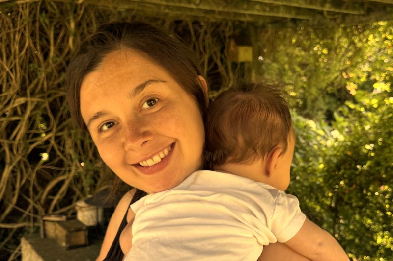 Jessica Kent-Hazledine with her baby