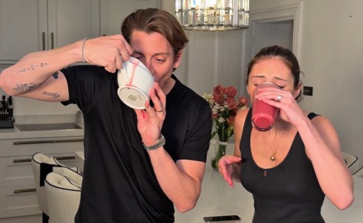 Sam Vanderpump and his wife Alice drinking smoothies