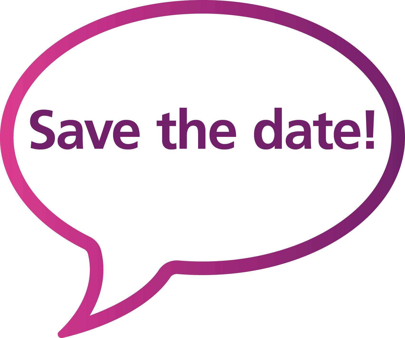 "Save the date!" speech bubble